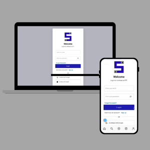 Image of a laptop and mobile explaining step 1 to make Lifetags Personal Qr Code