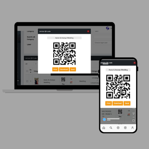 Image of a laptop and mobile explaining step 3 to make Lifetags Professional Qr Code