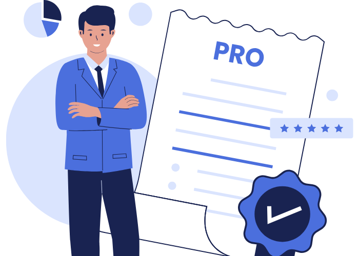 Image of a man showing pro package