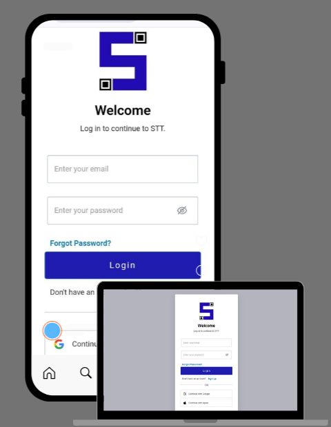 Image of a mobile and laptop screen showing how to sign up Life Tags QR Codes