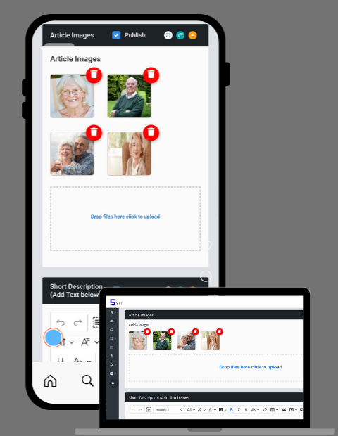 Image of a mobile and laptop screen showing adding images to Life Tags QR Codes