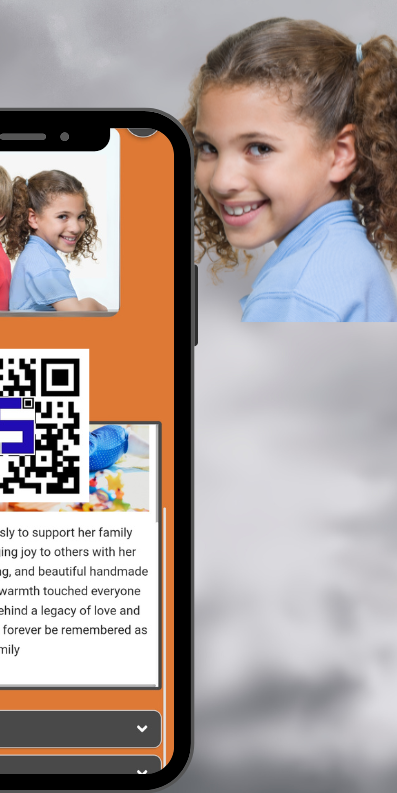 Image of two children and mobile showing their life memories with Lifetags memory QR Codes 2nd part