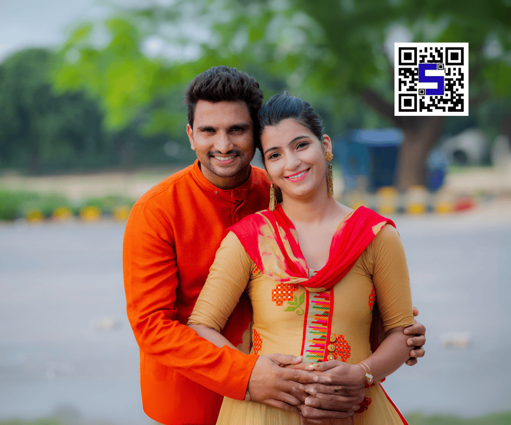 Image of Indian wed couple with Personal QR Code