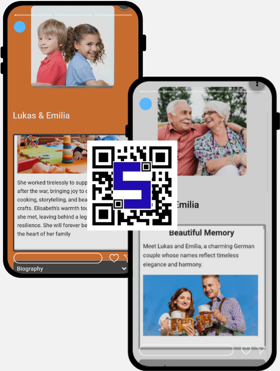 Image of two mobile screens along with Life tags QR Codes