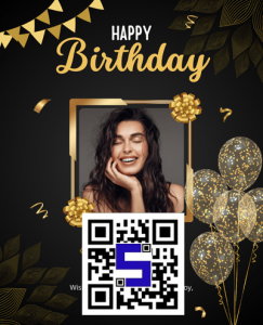 Image of a Birthday card with Lifetags QR Code