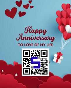 Image of a Happy Anniversary card with Lifetags QR Code