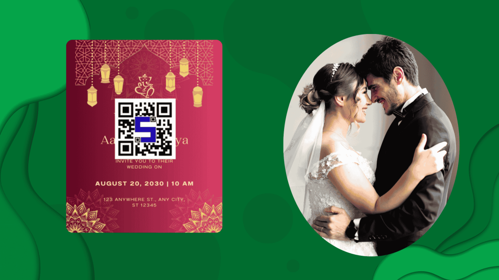 Indian Wedding Couple with Lifetags Wedding QR Code invitations
