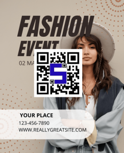 Image of a fashion event invite card with Lifetags QR Code