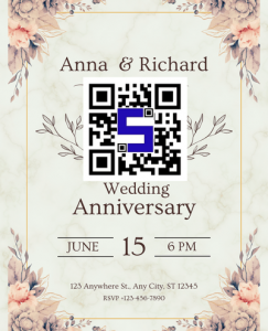 Image of a wedding anniversary card with Lifetags QR Code