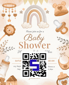 Image of a baby shower card with Lifetags QR Code