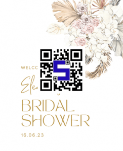 Image of a Bridal Shower invite card with Lifetags QR Code
