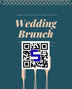 Image of a wedding brunch invite card with Lifetags QR Code