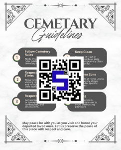 Image of a cemetary card with Lifetags QR Code