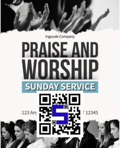 Image of a Worship invite card with Lifetags QR Code