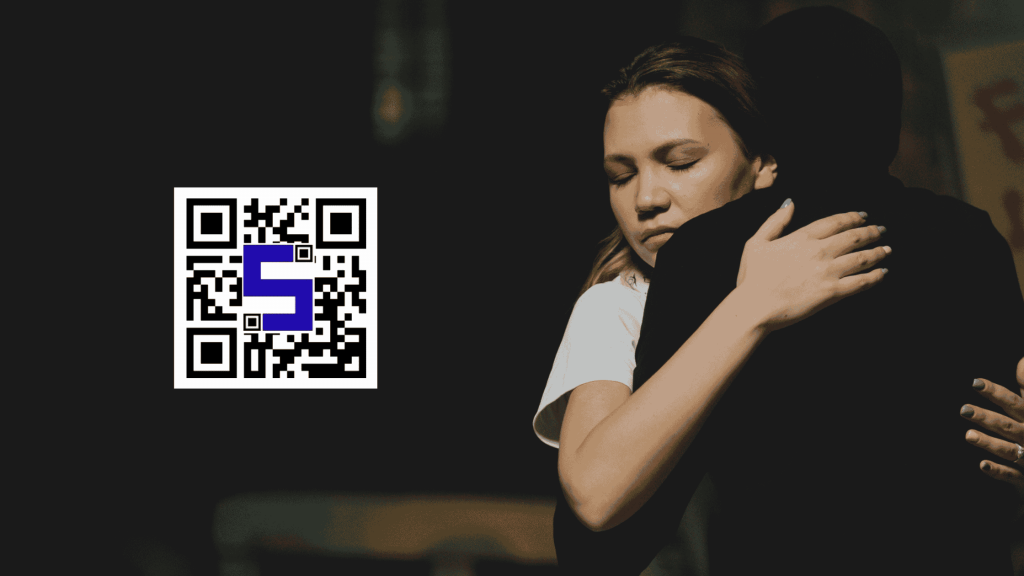 Image of a couple hugging with Lifetags QR Codes
