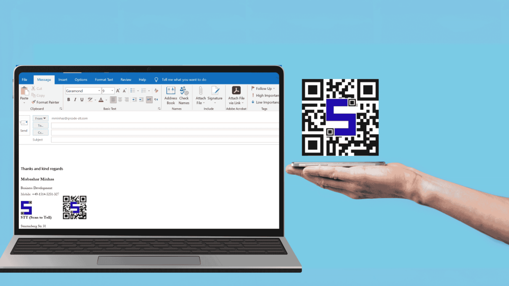 Image of laptop with Email and the Lifetags Personal QR Code