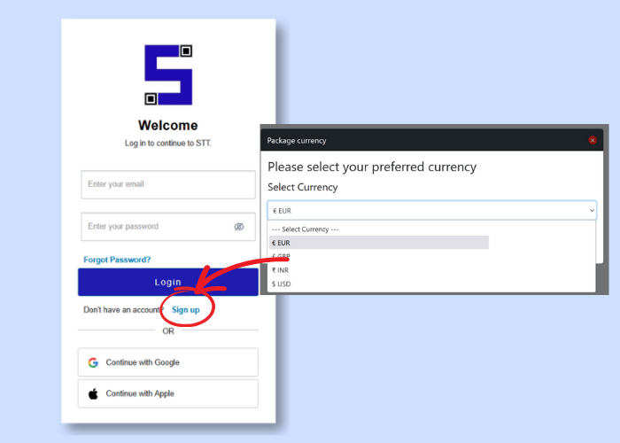 a screenshot of a login screen for Lifetags QR Code