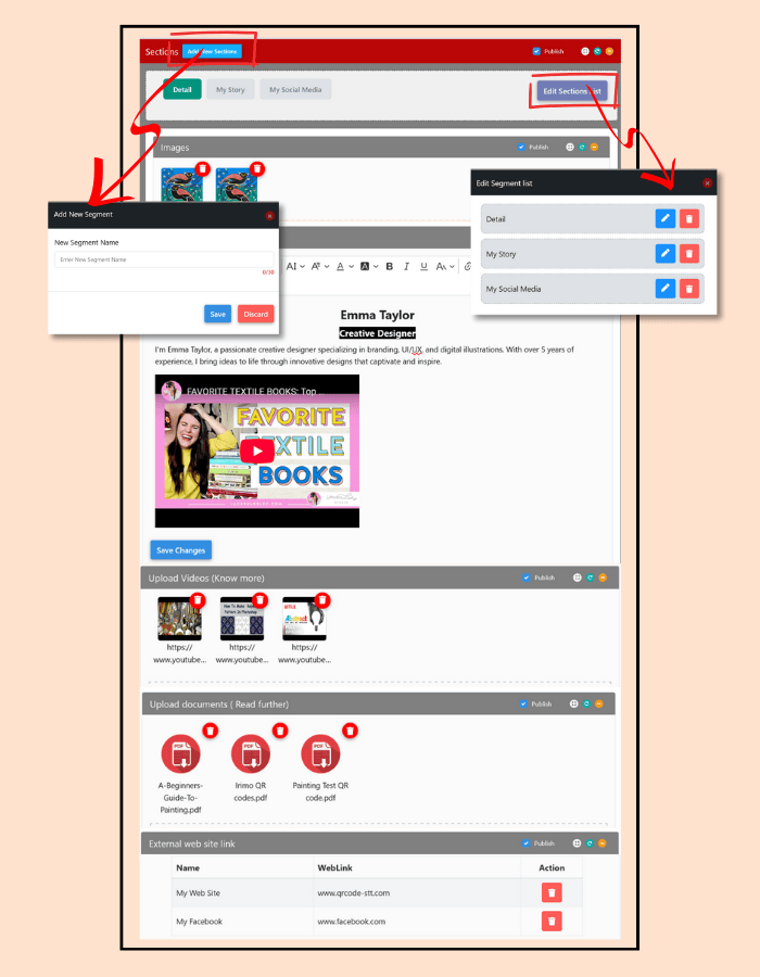 a screenshot of a lifstags Qr code back end office how to upload data