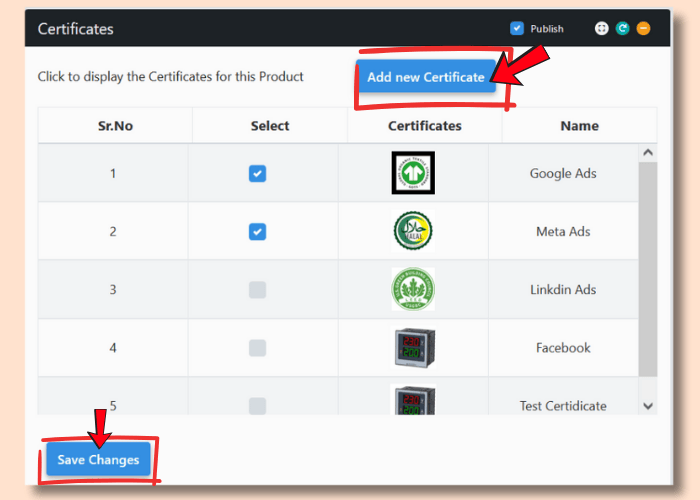 Certifcates integration for Lifetags