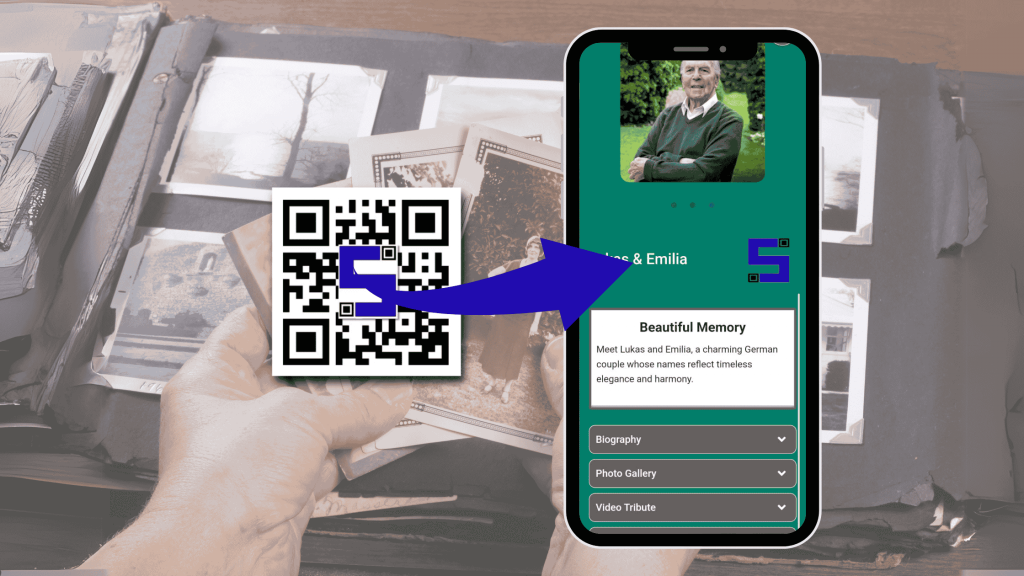 a hand holding a phone with a Lifetag qr code