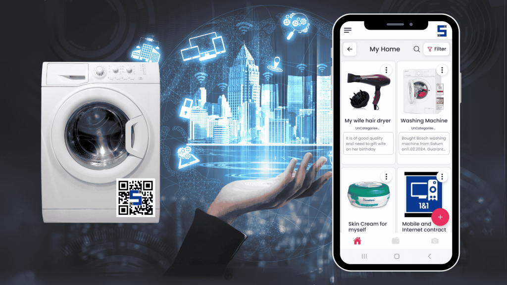 a washing machine and a phone with STT Smart APP